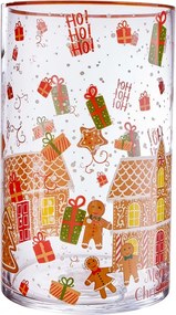 CHRISTMAS DELIGHT üveg szélfogó 30 cm , házikó