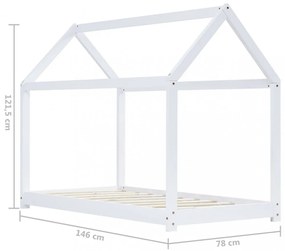 fehér tömör fenyőfa gyerekágy-keret 70 x 140 cm