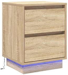 Éjjeli Szekrények LED Fényekkel 2 db Sonoma Tölgy 39x34.5x50 cm