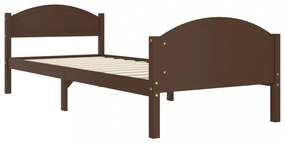 sötétbarna tömör fenyőfa ágykeret 100 x 200 cm