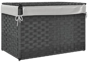 szürke polyrattan szennyeskosár fedéllel 55,5 x 35 x 34 cm