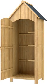 Outsunny Kültéri Kert Ház 77.5x54.2x179.5 cm 0.3 m² Külső Kert Ház Szerszám Tároló Szekrény 3 Polccal és 2 Zárható Ajtóval Teraszhoz | Aosom