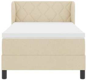 Boxspring Ágy Mattal Krém 100x200 cm Textil