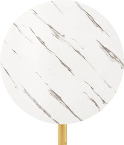 Étkezőasztal, világos márvány/gold króm - arany, átmérő 80 cm, LAMONT