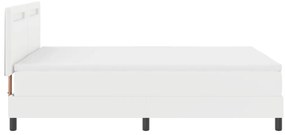 Boxspringágy Matracokkal Fehér 160 x 200 cm, Műbőr