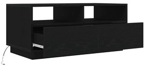 fekete tölgyszínű dohányzóasztal LED-lámpákkal 90x49x40 cm