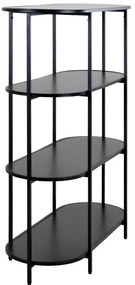 Vita Ovális polc, 4 polcos, fekete, fekete keret 85x36x111 cm