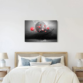Piros absztrakt gömbök képe (90x60 cm)