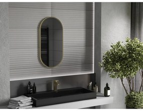 Mexen Loft, ovális fürdőszobai tükör 80 x 40 cm, keret színe arany fényes, 9851-080-040-000-50