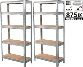 Racks fém polc, MDF, 5 polcos, 2 db/csomag (1800 x 900 x 300 mm)