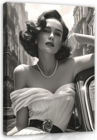 Vászonkép Nő Fekete-fehér Vászon Fal A Nappali Hálószobájába 120x80