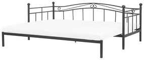 Kihúzható fekete ágy 90 x 200 cm TULLE Beliani
