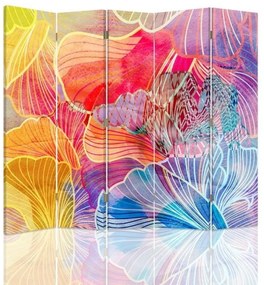 Gario Paraván Színes absztrakt levelek Méret: 180 x 170 cm, Kivitelezés: Forgó paraván 360°
