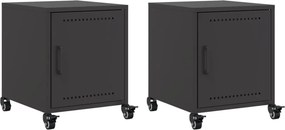 vidaXL 2 db fekete acél éjjeliszekrény 36x39x43,5 cm