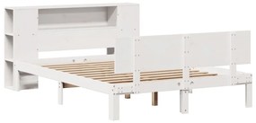 fehér tömör fenyőfa könyvespolcos ágy matrac nélkül 150x200 cm