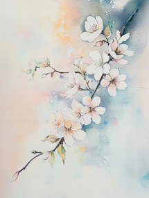 Vászonkép Canvas Akvarell Természet Fa Ág Cseresznye Virágok 60x80