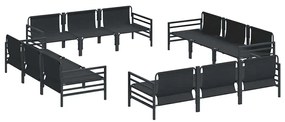 Kerti Kanapé Szett 12 pcs Antracitszürke Acél