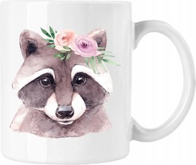 Mókusos Bögre Virágokkal Divatos Fehér 330ml