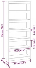 fekete szerelt fa térelválasztó könyvszekrény 80x30x198 cm