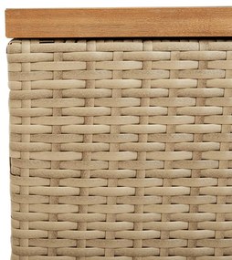bézs polyrattan és akácfa kerti tárolóláda 220 x 50 x 54 cm