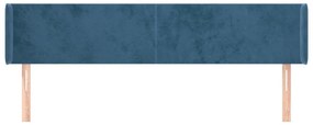 sötétkék bársony szárnyas fejtámla 163x16x78/88 cm