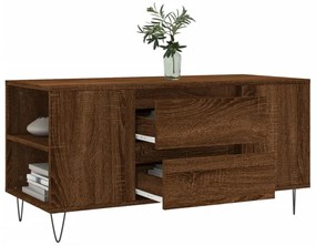 barna tölgyszínű szerelt fa dohányzóasztal 102 x 44,5 x 50 cm