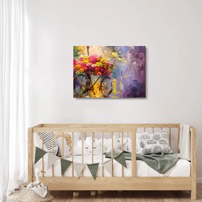 Üveg kép - Kerék virágokkal (70x50 cm)