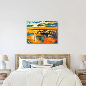 Kép - Hajó naplementekor (üvegen) (70x50 cm)