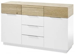 Dubai 4 fiókos komód tölgy, fehér 136 cm