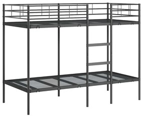 fekete acél emeletes ágy matrac nélkül 90 x 190 cm
