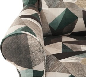 Füles fotel, szövet barna-zöld minta, CHARLOT