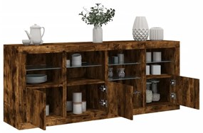 vidaXL füstös tölgy színű tálalószekrény LED-ekkel 164 x 37 x 67 cm