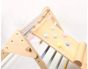 Fa Pikler-féle háromszög mászóka készlet Montessori rámpával - pasztell színekben