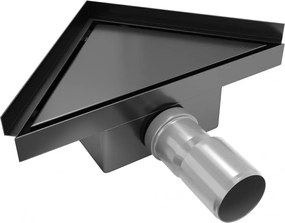 Mexen Flat-T 20 x 20 cm háromszög alakú M13 padlóösszefolyó, fekete - 1710320