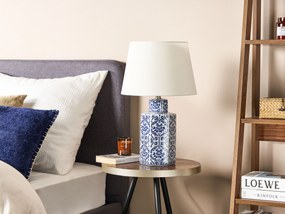 Fehér és kék porcelán asztali lámpa 53 cm MARCELIN Beliani