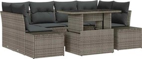 vidaXL Kanapé Szett párnával 7 pcs Szürke polirattan