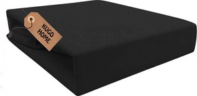 Jersey Gumis Lepedő Pamut 90x200 cm Fekete Szín Kugo Home