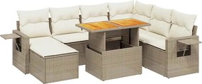 vidaXL 8 részes bézs polyrattan kerti ülőgarnitúra párnával