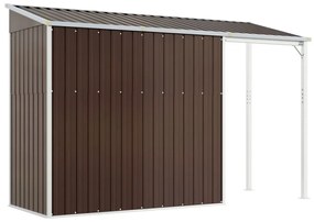 barna kerti fészer meghosszabbított tetővel 277x110,5x181 cm