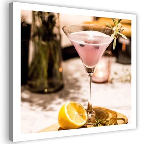 Gario Vászonkép Italos pohár rózsaszín itallal Méret: 30 x 30 cm