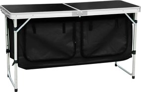 Összecsukható kempingasztal rendszerezővel, 120 cm, alumínium/MDF, KEPI TYP 3