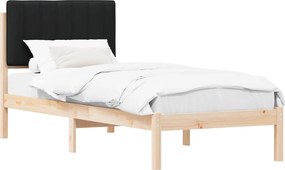 vidaXL Ágykeret Kárpitozott Fejtámlával fejtámlával Fekete 75 x 190 cm