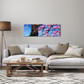 Kép festett cseresznyevirágok (órával) (90x30 cm)