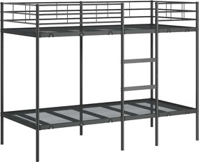 vidaXL fekete acél emeletes ágy matrac nélkül 90 x 200 cm