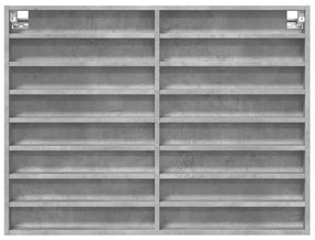 betonszürke szerelt fa vitrinszekrény 100 x 8,5 x 75 cm