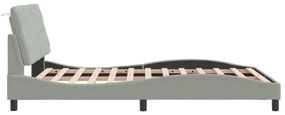 világosszürke bársony ágykeret LED-világítással 120 x 200 cm