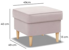 Uszak lábtartó, bársony, rózsaszín