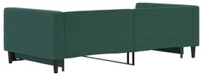 sötétzöld kihúzható bársonyheverő 100 x 200 cm