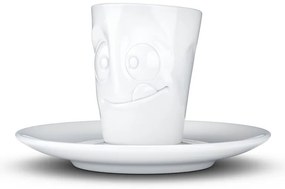 Fehér 'huncut' porcelán csésze és alátét, 80 ml - 58products