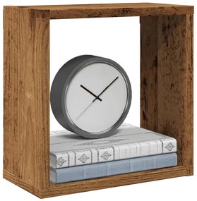 4 db antik fa színű szerelt fa fali kockapolc 30x15x30 cm